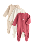 3 Pack Pure Cotton Waffle Sleepsuits (7lbs-3 Yrs)