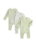 3 Pack Pure Cotton Peas Print Footless Sleepsuits (7lbs - 3 Yrs)