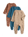 3 Pack Cotton Rich Mushroom Sleepsuits (0-3 Yrs)