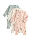 3 Pack Cotton Rich Woodland Sleepsuits (7lbs-3 Yrs)