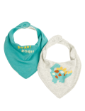 2pk Pure Cotton Dinosaur Dribble Bibs