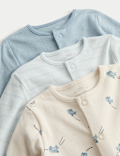3 Pack Pure Cotton Plane Sleepsuits (5lbs-3 Yrs)