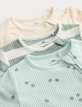 3 Pack Cotton Rich Sea Life Print Rompers (7lbs-3 Yrs)
