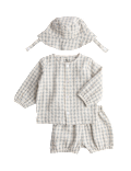 3 Piece Gingham Outfit & Hat Set (0-2 Yrs)