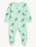3pk Pure Cotton Dinosaur Sleepsuits