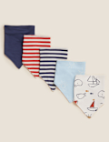 5pk Cotton Printed Dribble Bibs