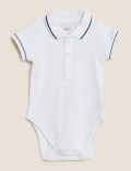 3pk Pure Cotton Polo Collar Bodysuits (0-3 Yrs)