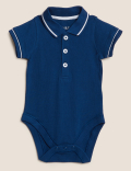 3pk Pure Cotton Polo Collar Bodysuits (0-3 Yrs)