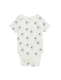 3pk Pure Cotton Boat Bodysuits (6½lbs-3 Yrs)