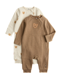 2 Pack Cotton Blend Bear Sleepsuits (0-3 Yrs)