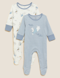 2pk Cotton Rich Peter Rabbit&trade; Sleepsuits