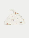 2pc Pure Cotton Printed Sleepsuit & Hat Set (7lbs-1 Yrs)