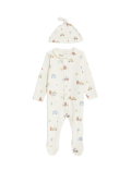 2pc Pure Cotton Printed Sleepsuit & Hat Set (7lbs-1 Yrs)