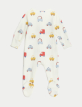 3pk Pure Cotton Ribbed Print Sleepsuits (6&frac12;lbs-3 Yrs)