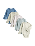 5 Pack Cotton-Rich Rib Long Sleeve Bodysuits (0-3 Yrs)