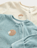 2pk Velour Hedgehog Sleepsuits (0-3 Yrs)