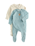 2pk Velour Hedgehog Sleepsuits (0-3 Yrs)