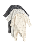 3pk Cotton Rich Sheep Ribbed Sleepsuits (6½lbs-3 Yrs)