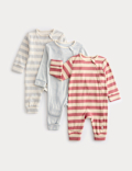 3pk Stripe Sleepsuits (6½lbs-3 Yrs)