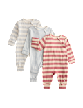 3pk Stripe Sleepsuits (6½lbs-3 Yrs)