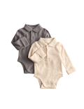 2pk Pure Cotton Long Sleeve Polo Bodysuits (0-3Yrs)