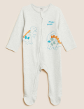 2pk Pure Cotton Dinosaur Sleepsuits (0-3 Yrs)