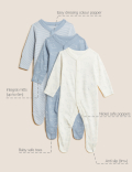 3pk Pure Cotton Sleepsuits
