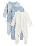 3pk Pure Cotton Sleepsuits