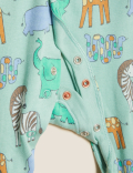 3pk Pure Cotton Safari Sleepsuits