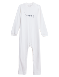 Adaptive Pure Cotton Happy Slogan Sleepsuit