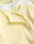 3 Pack Cotton Rich Lemon Sleepsuits (6&frac12;lbs-3 Yrs)