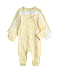 3 Pack Cotton Rich Lemon Sleepsuits (6&frac12;lbs-3 Yrs)