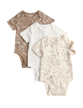 3 Pack Cotton Rich Safari Bodysuits (7lbs - 3 Yrs)