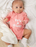 Pure Cotton It's a Girl Bodysuit (0-3 Mths)