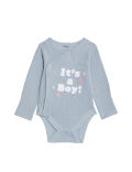 Pure Cotton It's A Boy Slogan Bodysuit (0-3 Mths)