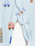 3pk Pure Cotton London Print Sleepsuits