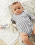 Pure Cotton Striped Teddy Bear Bodysuit (7lbs - 12 Mths)