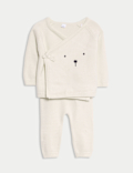 2pc Knitted Bear Wrap Outfit (0-12 Mths)