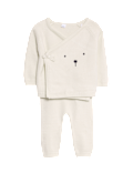 2pc Knitted Bear Wrap Outfit (0-12 Mths)