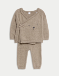 2pc Knitted Bear Wrap Outfit (0-12 Mths)