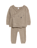 2pc Knitted Bear Wrap Outfit (0-12 Mths)