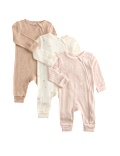 3pk Pure Cotton Acorn Print Zip Sleepsuits (0-3 Yrs)