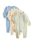 3pk Cotton Rich Ribbed Safari Sleepsuits (6½lbs-3 Yrs)