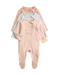 3pk Cotton Rich Ribbed Sleepsuits (6&frac12;lbs-3 Yrs)