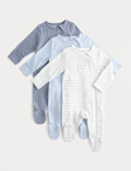 3 Pack Cotton Rich Ribbed Sleepsuits (6&frac12;lbs-3 Yrs)