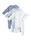 3pk Cotton Rich Ribbed Sleepsuits (0-3 Yrs)