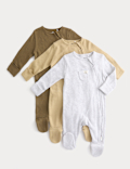 3pk Pure Cotton Sleepsuits (0-3Yrs)