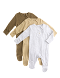 3pk Pure Cotton Sleepsuits (0-3Yrs)