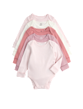 5pk Pure Cotton Long Sleeve Bodysuits (0-3 Yrs)