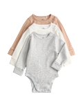 3pk Rib Long Sleeve Bodysuits (6½lbs -3 Yrs)